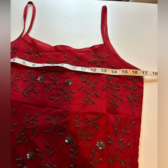 Vintage Express silk slip dress beaded Jrs size 9, approx a small - Picture 14 of 16